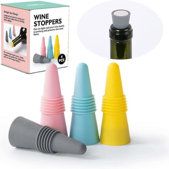 Set 4 Dopuri Reutilizabile din Silicon Flippy Sticle Vin Băuturi Multicolore