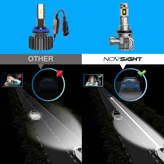 NovSight Лампи Автомобила & Мотоциклета H11 / H8 / H9 / H16 LED 6500К Хладно бяло 12-24V / 9-32V 100W 1бр