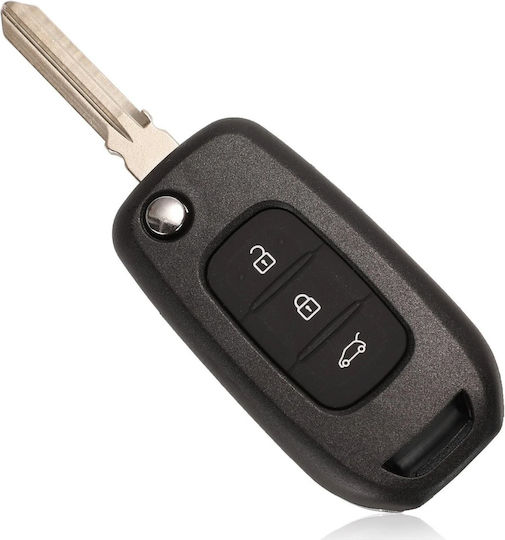 Techstar Car Key Cover Case Compatible Dacia Renault 3 Buttons Flip Type VA2 Blade