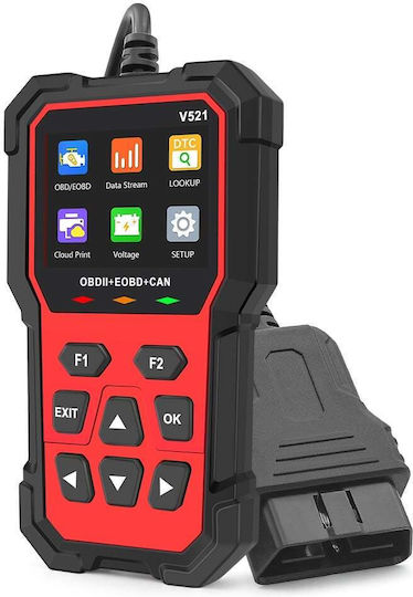 Techstar V521 Multibrand Auto Diagnosewerkzeuge Obd2 Eobd Can Scanner Liest Über 4000 Fehlercodes Arm 32-Bit Cortex-m3 Schwarz Rot