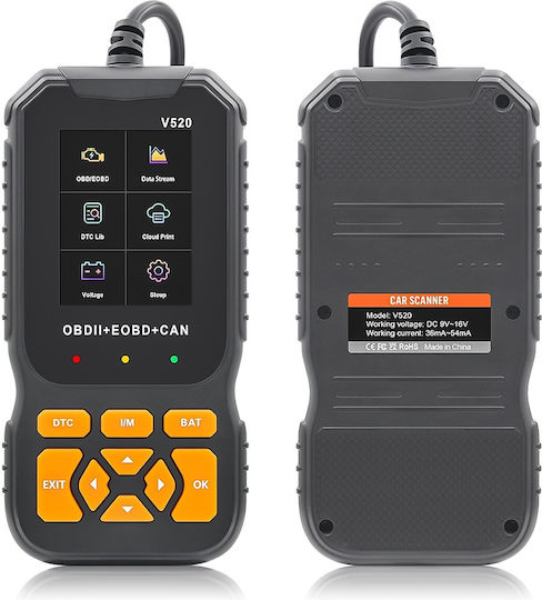Professional Auto Scanner Obd2 Techstar V520 Engine Diagnosis Read Clear Error Codes Live Data Cloud Report Printing Multilingual 2.8-inch Color Screen