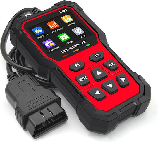 Techstar V521 Multibrand Auto Diagnosewerkzeuge Obd2 Eobd Can Scanner Liest Über 4000 Fehlercodes Arm 32-Bit Cortex-m3 Schwarz Rot