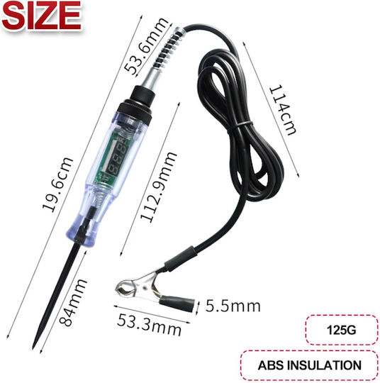 Tester Circuit Electric Auto 6-24v Cu Clesti Sondă Ideal Pentru Diagnoza Sistem Baterie Auto