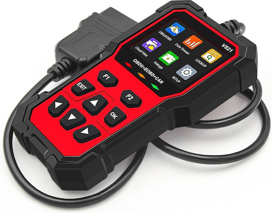 Techstar V521 Multibrand Auto Diagnosewerkzeuge Obd2 Eobd Can Scanner Liest Über 4000 Fehlercodes Arm 32-Bit Cortex-m3 Schwarz Rot