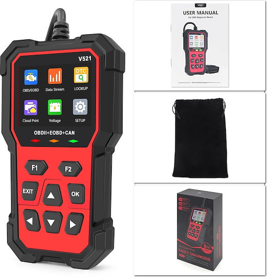 Techstar V521 Multibrand Auto Diagnosewerkzeuge Obd2 Eobd Can Scanner Liest Über 4000 Fehlercodes Arm 32-Bit Cortex-m3 Schwarz Rot