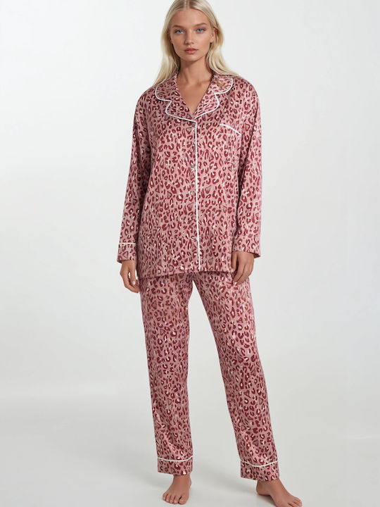 Pink Label Winter Damen Pyjama-Set Pink