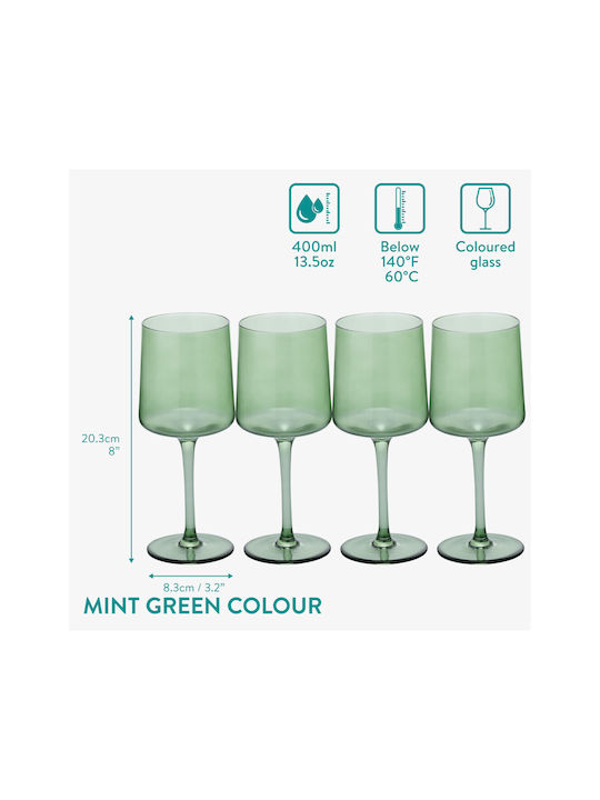Navaris Set of Glasses White Wine / Cocktail/Drinking / Beer, μπίρας / Water made of Glass in Green Color 400ml 4pcs