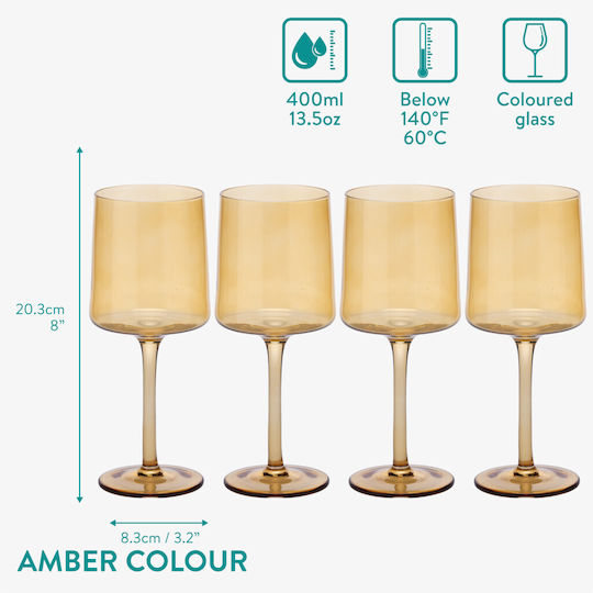 Navaris Set of Glasses Made of Glass in Gold Colour 400ml 4 Pieces
