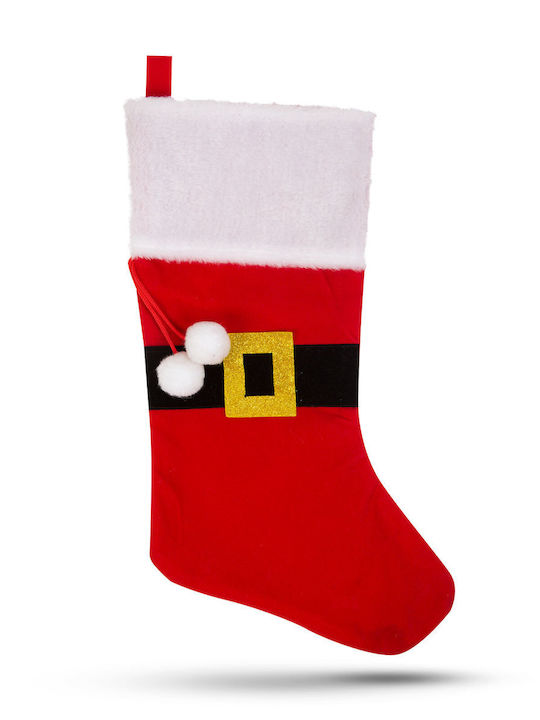 Christmas Decorative Polyester Brown Socks with Santa Claus L45xW24cm