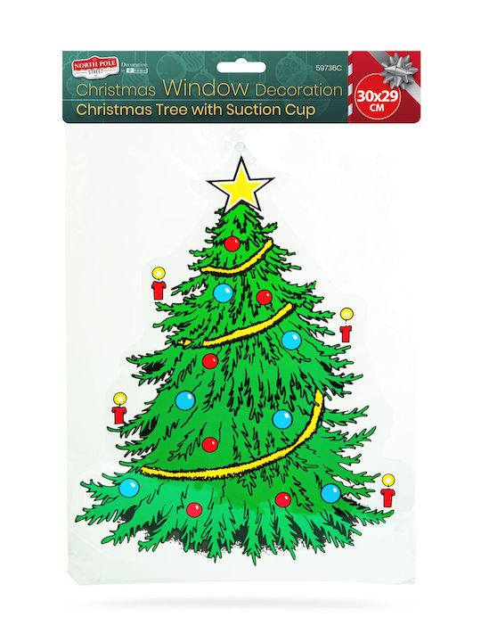 Window Decoration Fir Tree Shape Suction Cup 30 X 29 Cm Green