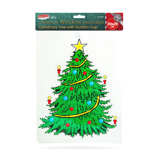 Window Decoration Fir Tree Shape Suction Cup 30 X 29 Cm Green