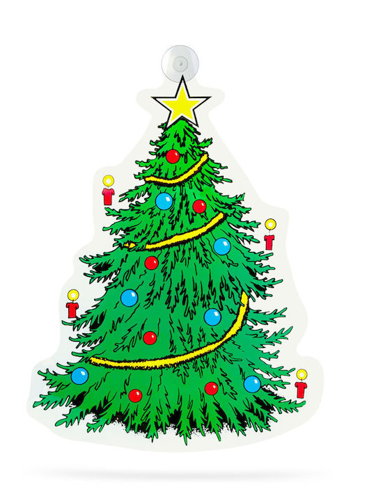 Window Decoration Fir Tree Shape Suction Cup 30 X 29 Cm Green