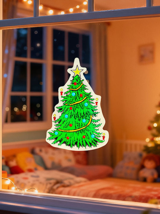 Window Decoration Fir Tree Shape Suction Cup 30 X 29 Cm Green