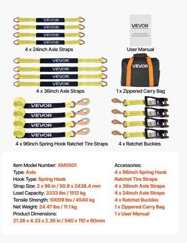 Vevor Car Towing Strap In Yellow Colour