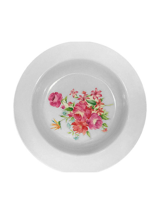 HOMie Plastic Deep Plate Plate Soup Plastic White with Diameter 25cm 12pcs