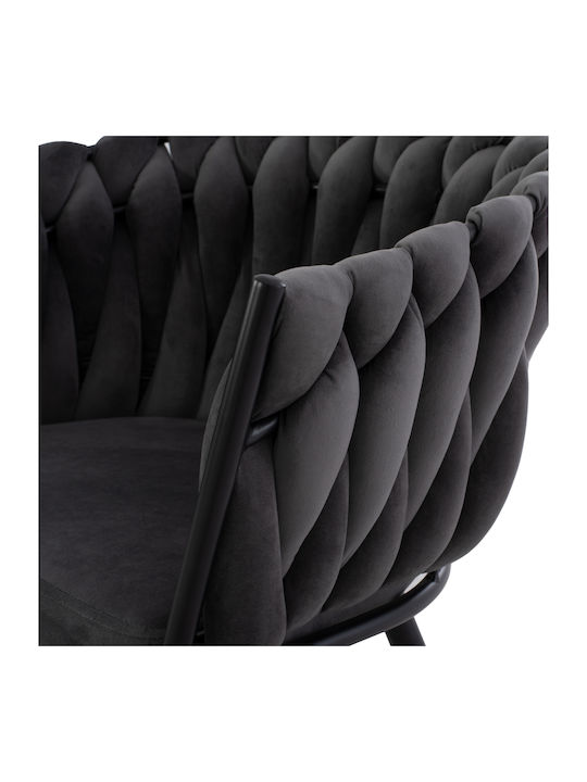 Luanda Dining Room Velvet Armchair Grey 60x54x78cm 2pcs