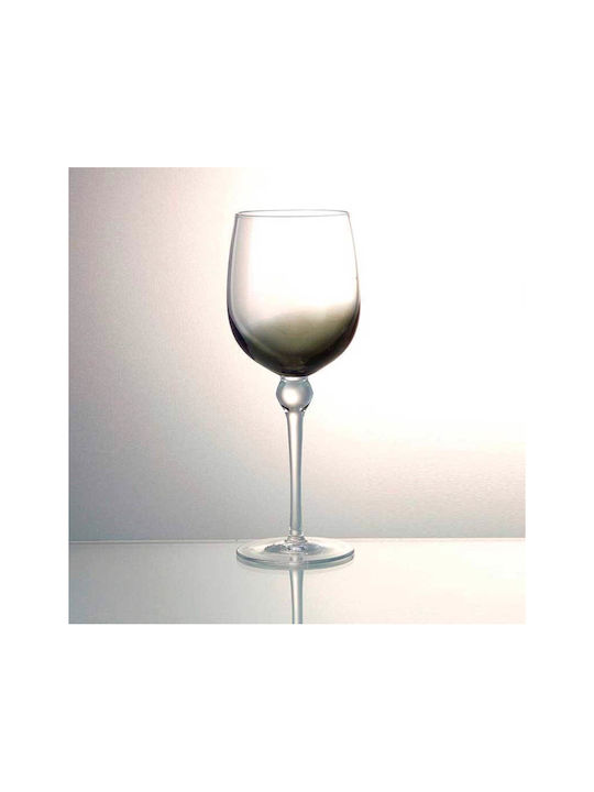 Cryspo Trio Half Set Gläser Wasser aus Glas in Gray Farbe Mit Stiel 370ml 6Stück