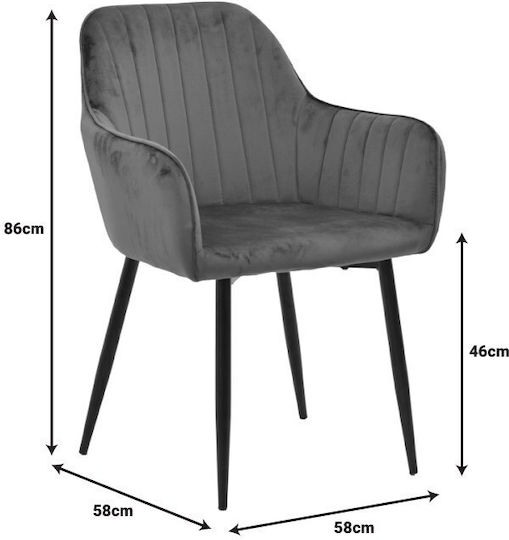 Noor Scaune Sala de mese Catifelate Catifea gri 2buc 58x58x86buc