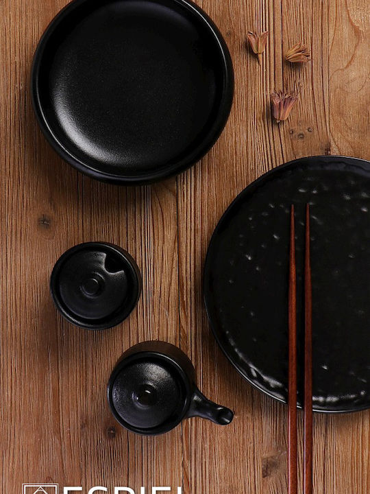 Espiel Lava Plate Shallow Ceramic Black with Diameter 20cm