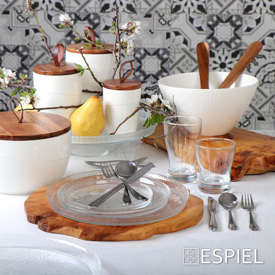 Espiel Lutra Plate Shallow Glass Transparent with Diameter 12cm 6pcs