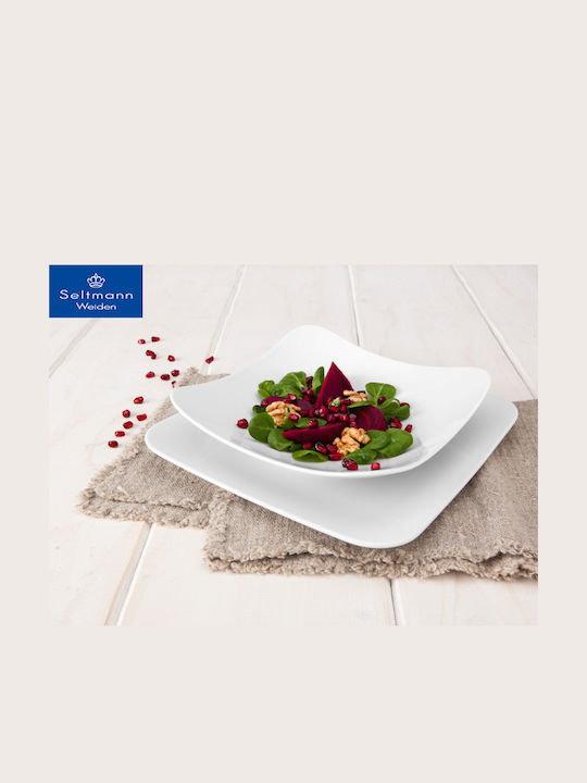 Espiel Fine Dining Чиния Плитко Квадрат от Порцелан Бял 26x26см 6бр