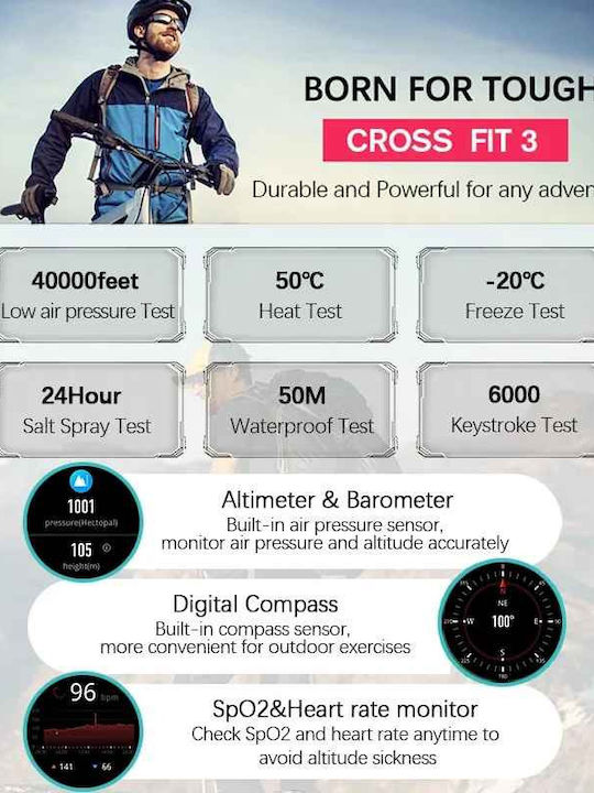 North Edge Ceas Bărbătesc cu Baterie cu Curea din Cauciuc Gri
