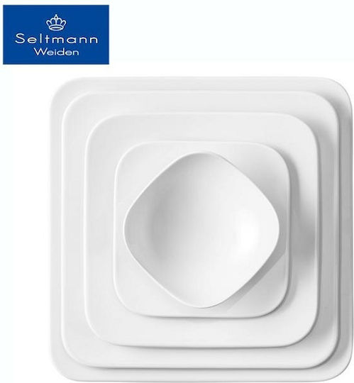 Seltmann Weiden Shallow Square Serving Plate Porcelain White 22x22cm