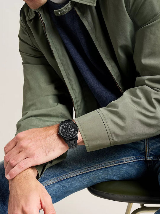 Fossil Herrenuhr Batterie mit Schwarz Metallarmband