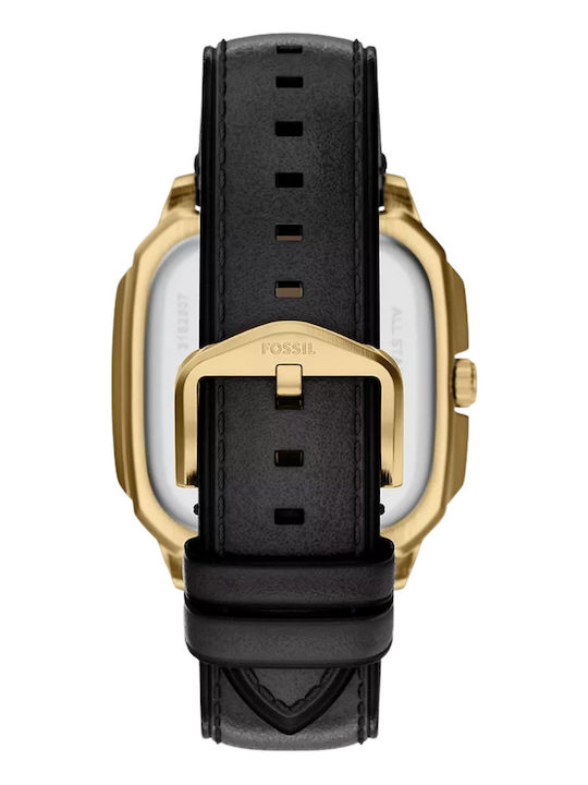 Fossil Men's Watch Battery with Black Leather Strap