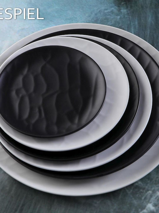 Espiel Wavy Matte Plate Shallow made of Melamine White with Diameter 19cm 6pcs
