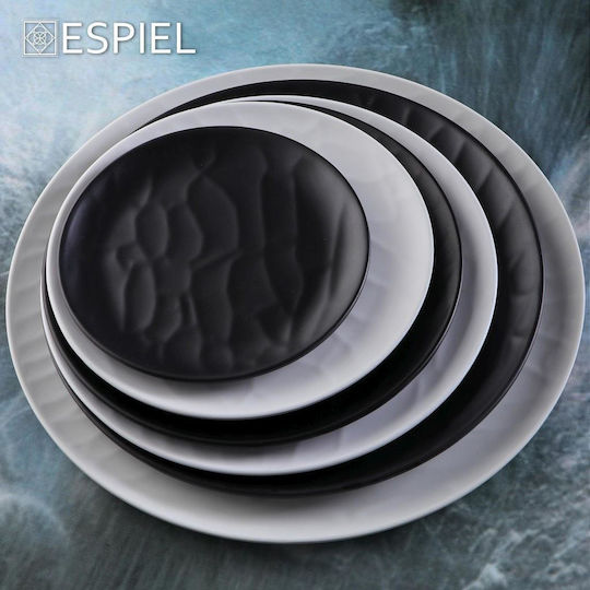 Espiel Wavy Matte Plate Shallow made of Melamine White with Diameter 19cm 6pcs