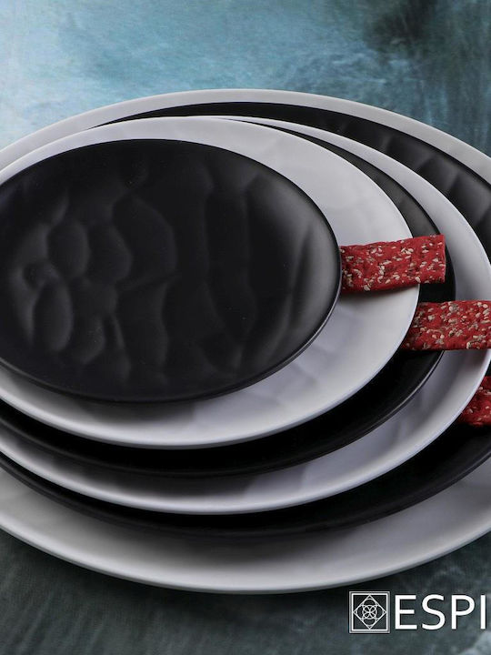 Espiel Wavy Matte Plate Shallow made of Melamine White with Diameter 19cm 6pcs
