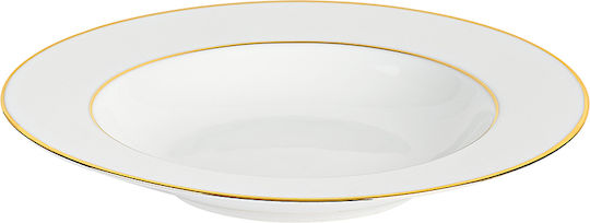 Dot Golden Rim Πιάτο Βαθύ από Πορσελάνη Χρυσό 23cm 6τμχ