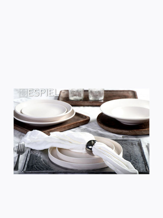 Espiel Terra Matt Desert Serving Plate from Porcelain Beige with Diameter 19cm 6 Pieces