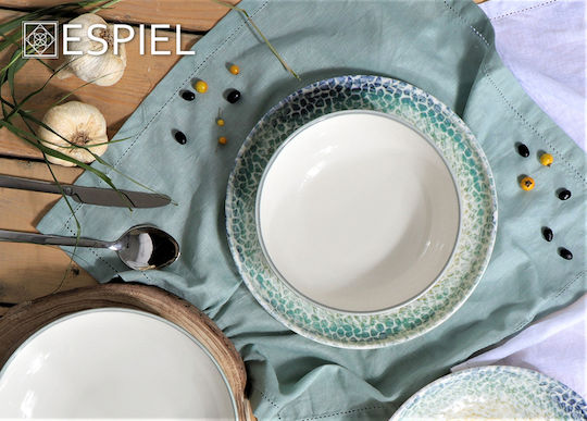 Espiel Lizard Shallow Serving Plate Made of Orange Porcelain with Diameter 24cm 6 Pieces