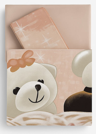Beboulino Dream Baby Sheets Set Crib Cotton Fitted Beige 95x150cm 2pcs