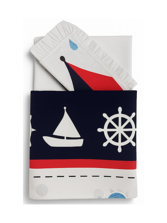Beboulino Navio Baby Sheets Set Crib Cotton White 105x170cm 3pcs
