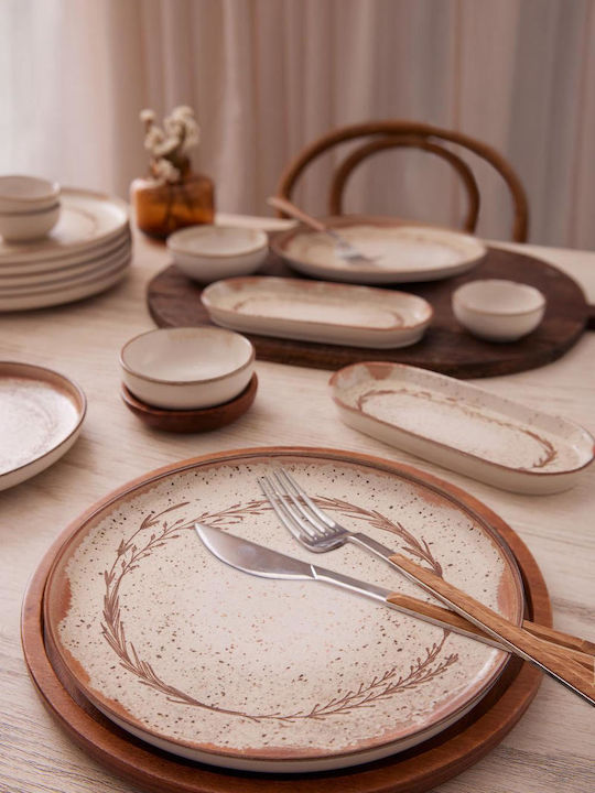 Kutahya Porselen Roma Plate Soup made of Porcelain Beige with Diameter 20cm 6pcs