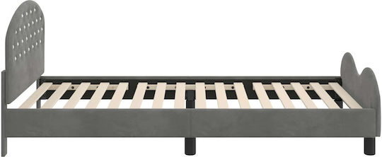 Pat Pentru Copii Clasic Single Cu Spațiu De Stocare Gri Pentru Saltea 90x200cm