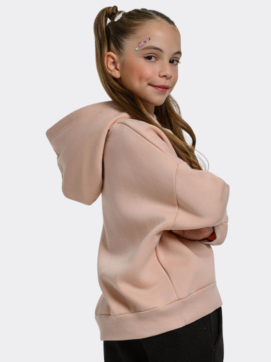Kids Sweatshirt With Hood And Pockets Pink