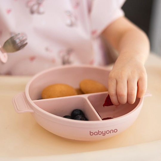 Babyono Детска Чиния за Хранене от Силикон Розов