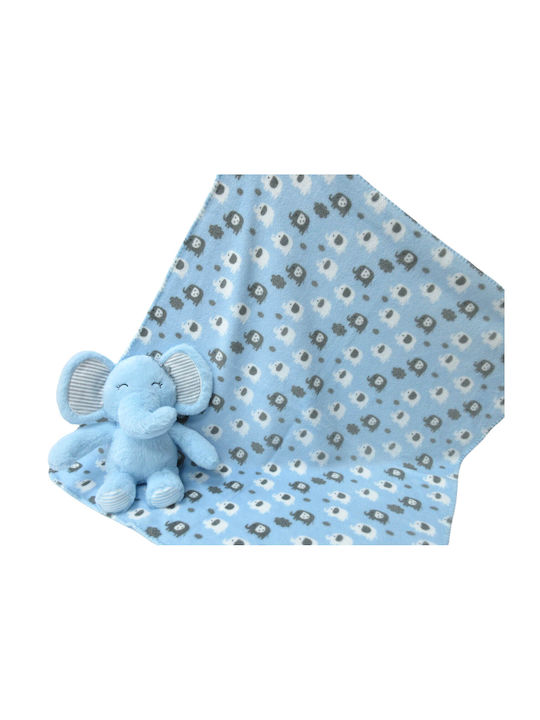 Viopros Blanket Nursery Swaddling Blankets Blue with Animal 75x90cm 2pcs