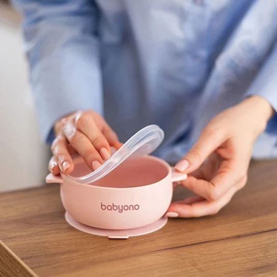 Babyono Детска Купа за Хранене от Силикон Розов