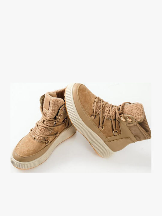 Stiefeletten Damen mit Pelz Beige