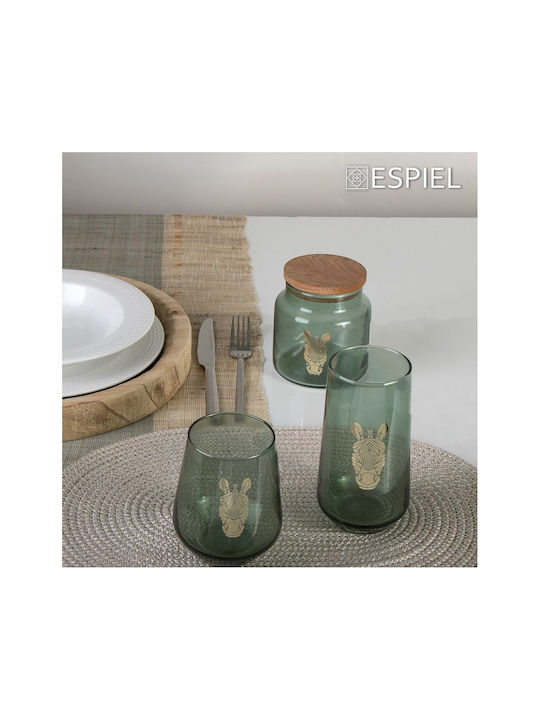 Espiel Jungle Zebra Set Gläser Whiskey aus Glas in Grün Farbe 425ml 6Stück