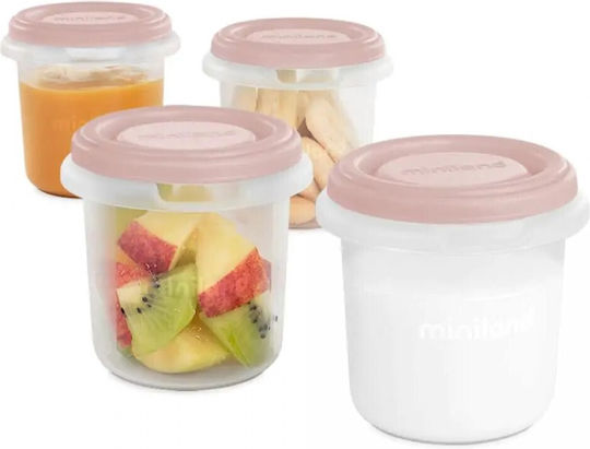 Miniland Pink Glass Container 4 Pieces
