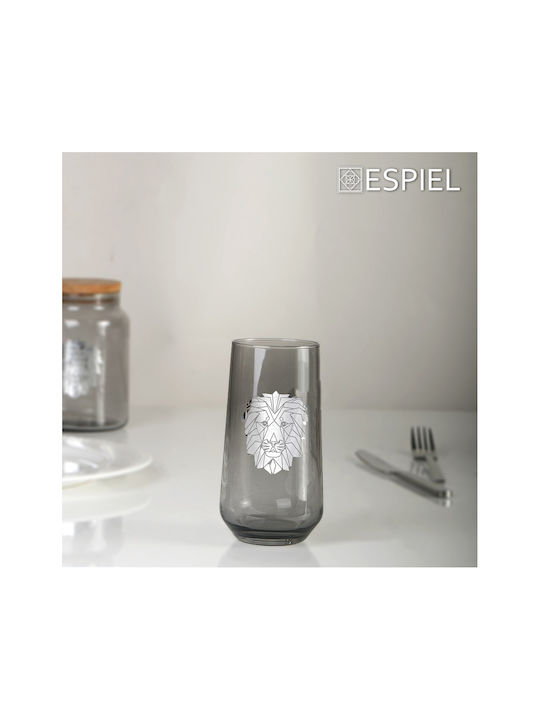 Espiel Jungle Lion Set Gläser Wasser aus Metall in Silber Farbe 470ml 6Stück