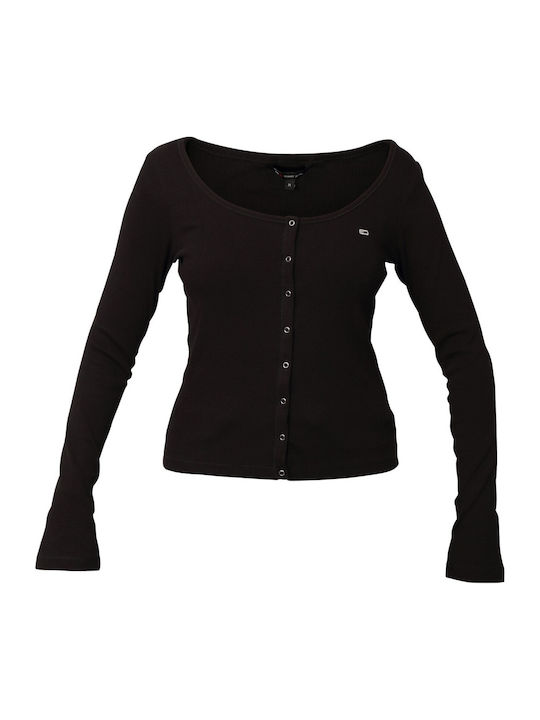 Tommy Cardigan Pentru Femei Cu Nasturi Negru
