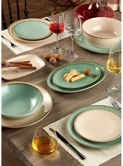 XM-Casa Plate Desert made of Porcelain Green with Diameter 20cm