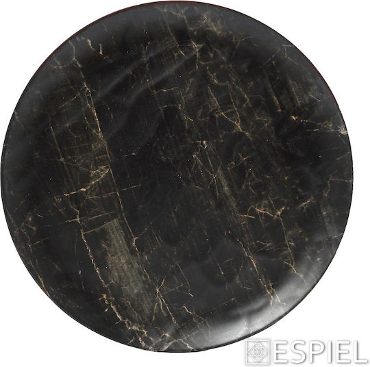 Espiel Black Wood Plate Shallow made of Melamine Black with Diameter 28cm 6pcs